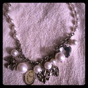 GUESS pearl charm necklace
